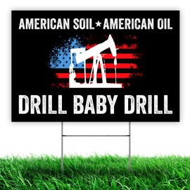 MAIANEY [18"x12"] Drill Baby Drill Yard Sign With Stake American Oil American Soil 45 47 President Election 2024 Pro Republican Sign Patriotic Political Outdoor Decorations Garden Lawn Double Sided