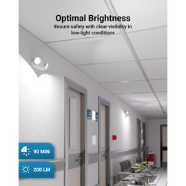 Sunco 6 Pack Emergency Light Outdoor LED, Backup Battery, Two Adjustable Bug Eye Head Lights, 94V-0 Fire Resistant, 6500K, 200 Lumens 120-277V, 2W, Wall Mount, White UL.