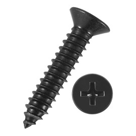 Kozelo 25pcs Phillips Flat Head Wood Screws - [#14x1"] 304 Stainless Steel Countersunk Self Tapping Screws for Furniture Assembly, Interior Trim, Outdoor Construction, Black