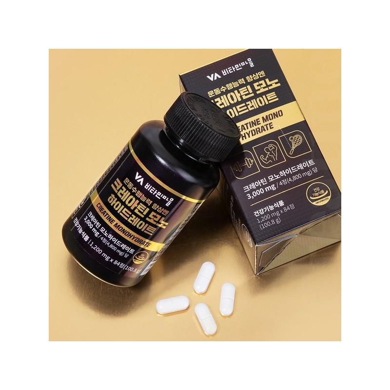 Vitamin Village 크레아틴 모노하이드레이트 1일 3000mg 3박스 총252정 Creatine Monohydrate