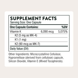 THORNE - Vitamin K - Vitamins K1 and K2 (as MK-4 and MK-7) Supplement - Supports Strong Bones* - Clinically Studied Ingredients - Gluten, Dairy & Soy-Free - 60 Servings