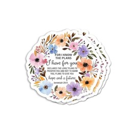 Momo Gifts (3pcs) I Know The Plans I Have for You Jeremiah 29:11 Christian Sticker - Bible Verse Sticker - Durable & Waterproof - Perfect for Laptops, Water Bottles, Car