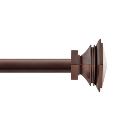 Deco Window 2 Pcs 1 Inch Adjustable Brown Curtain Rod Heavy Duty for Windows & Doors Curtains with Square Finials & Brackets Set - 72" to 144"