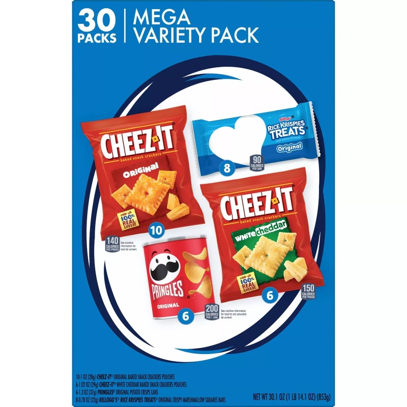 Cheez-It Kellogg's Mega Variety Pack 30.1oz Cheez It Pringles Rice