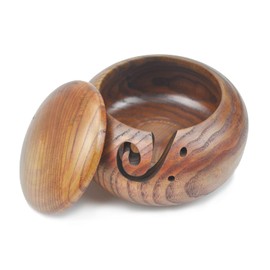 JasCherry Wooden Yarn Bowl, Wooden Yarn Bowl with Lid, Handmade Yarn Bowl, Keep the Yarn Tangle-Free, for Knitting Crochet