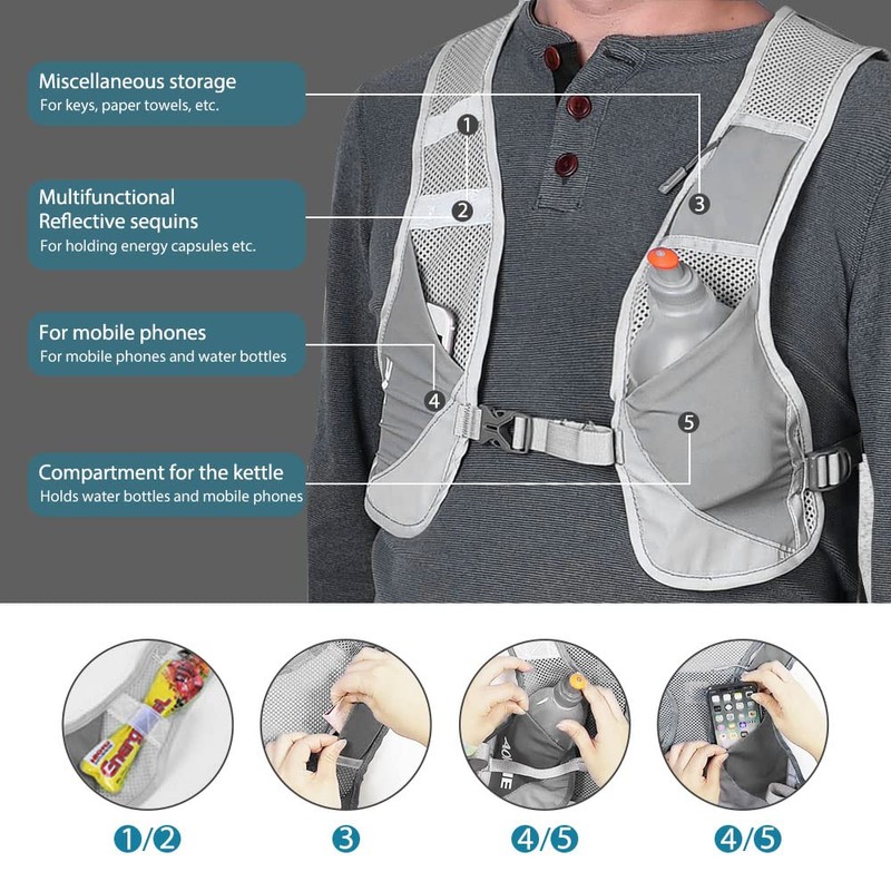 HINATAA Running Backpack Lightweight Hydration Backpack 5L 230g Running Hydration