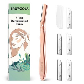 EROWZOLA Dermaplaning Tool for Face Eyebrow Razor and Facial Shaver for Women and Men Dermaplane Razor Peach Fuzz Exfoliation Remover Eyebrow Trimmer with 6 Refill Blades (Rose Gold)