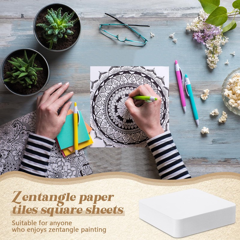 Dunzoom 50 Pcs Artist's Tiles Zen 4.5'' x 4.5'' Square