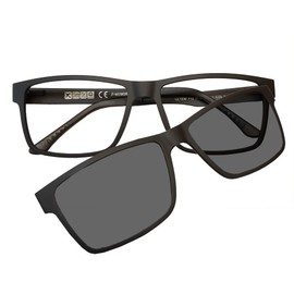 Circleperson Clip on Sunglasses for Men Magnetic glasses 2 in 1 Polarized Big Size 57-16 (Matte Black)