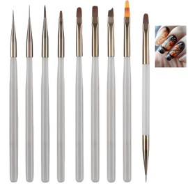 Nail Art Brushes Set, 9 pcs Nail Art Tools, Point Drill Drawing Painting Tools Set, Acrylic Nail Brush Painting Pen, for DIY Nail Art Designs