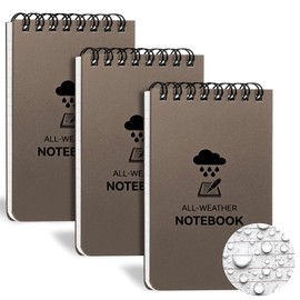 COIDEA 3 Pack Waterproof Notebook, 3 x 5 Pocket Notepad, All Weather Small Pocket Notebook Stone Paper, Mini Spiral Notepad Police Notepad 100 Lined Pages for Outdoor Office