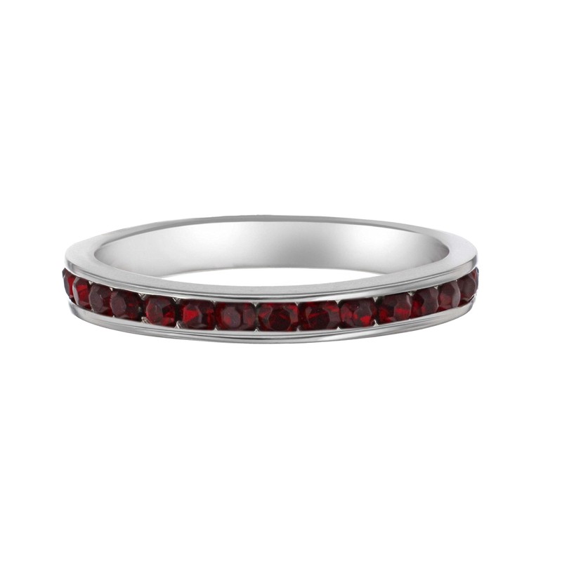 Tuscany Silver Women's Sterling Silver 2 mm Red Crystal Eternity