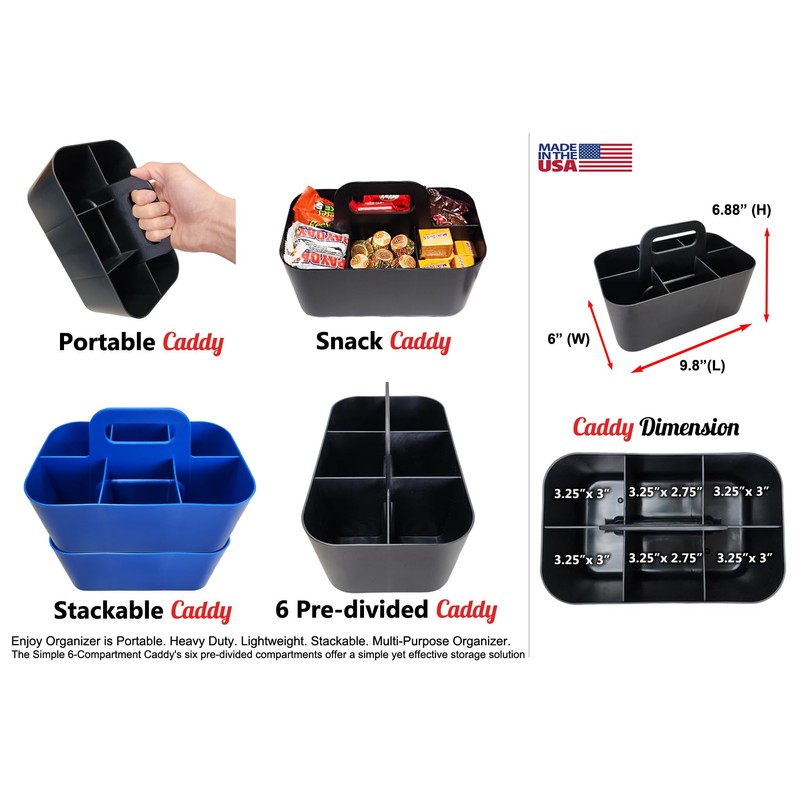 Enjoy Organizer - Small Stackable and Portable Simple 6-Compartment Caddy