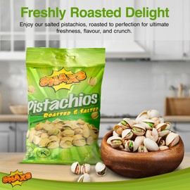 Snax roasted salted pistachios 40g x12 - Salted Nuts with Fibre, Protein, and Minerals - Healthy Kosher Pistachios Ideal for Snacking