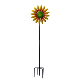 WAIU Solar-Powered Sunflower Wind Spinner, Double-Sided Metal Garden Stake, Multi-Color LED Lights, Waterproof Outdoor Decoration