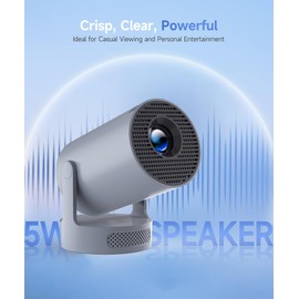 Magcubic Mini Projector with WiFi 6 and Bluetooth 5.4, Portable Projector 4K support, 5w Soundbase Speaker, Auto Vertical Keystone 180°Rotatable Smart Proyector for Movie Home Outdoor HY300Pro+ (Grey)