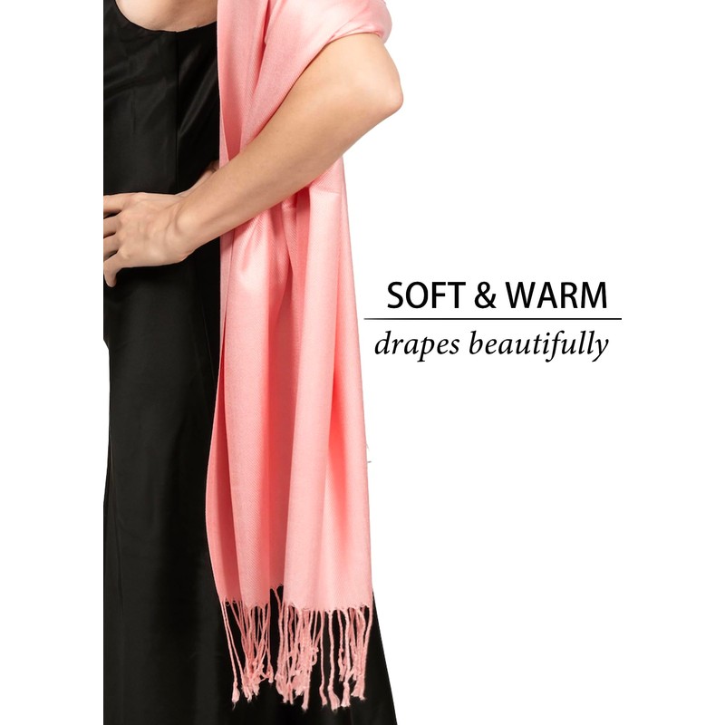 Achillea Large Soft Silky Pashmina Shawl Wrap Scarf in Solid