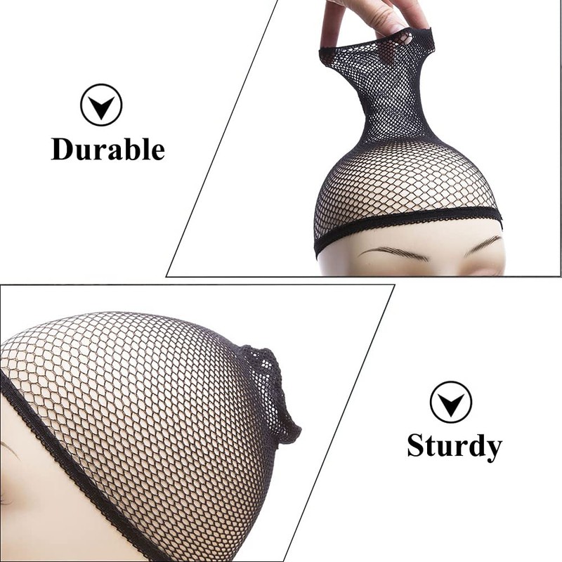 15 Pcs Black Mesh Wig Cap Open top Nylon Net