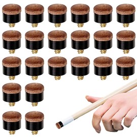 KkvoGmle 22 Pcs Screw on Tips, 10mm Replacement Billiard Cue Tips, Cue Tips Pool for Pool Cues and Snooker-Brown