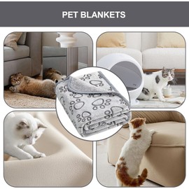 Soft Pet Dog Blanket for Medium Dogs, Cozy Pet Throw with Paws Print for Dogs & Cats, Machine Washable Premium Non Shedding, Gray Fleece(30X41in)