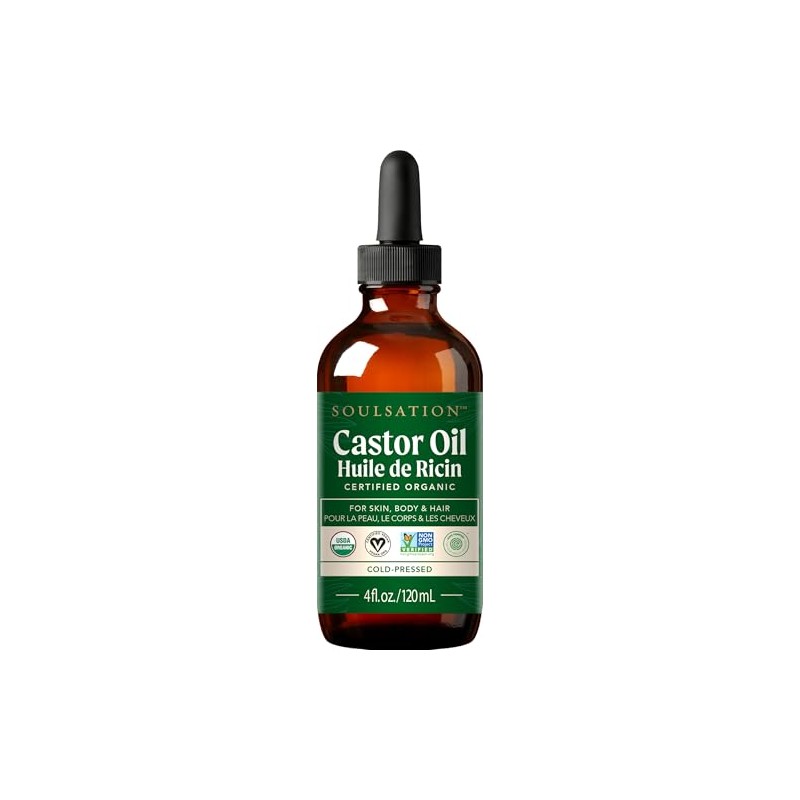 Organic Castor Oil 100% Pure (4oz) - For Eyelashes, Eyebrows,