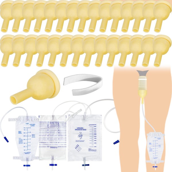 Latex Catheter Set 30Pcs Latex Catheter with Adhesive Strips, 1