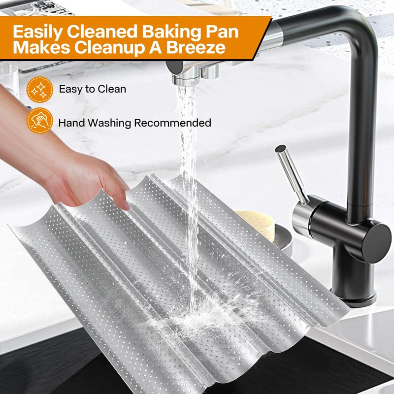 Spmarkt Silver French Baguette Bread Pan, 4 Slot Baguette Pan