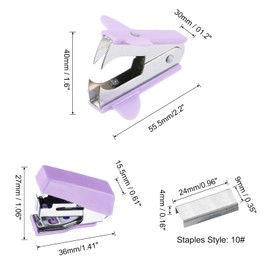 PATIKIL Desk Stapler Set, Portable Effortless Manual Claw Staple Remover Puller Tool with Staples Office Supplies Kit for Office Classroom Home Desktop, Purple