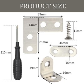 Pack of 30 Angle Connectors, 16 x 20 mm Stainless Steel Angle Metal Angle 90 Degree L Shape Furniture Angle Small Angle Metal with 80 Screw for Wood Furniture Table Chair