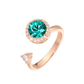 Fonsalette Fidget Ring Birthstone Rings Fidget Ring Women Thumb Rings for Women Sterling Silver Rose Gold Ring Fidget Spinner Ring Adjustable Open Cubic Zirconia Rings for Women (Rose Gold-05-May)