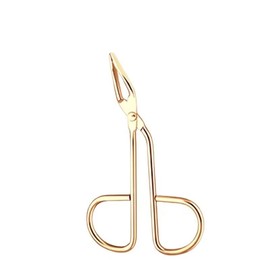 Stainless Steel Eyebrow Scissors,Elbow Pliers Clip Scissors,Flat Tip Hair Plucker Hair Removal Tweezers (Gold)