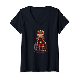 Womens Funny Nutcracker in Wheelchair Costume for Man and Woman V-Neck T-Shirt