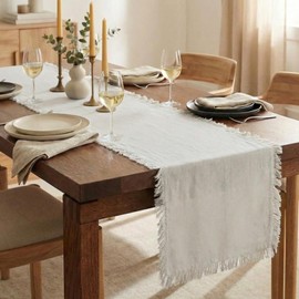 Accent Home - Camino de mesa de lino y algodón de 13 x 120 pulgadas, suave, duradero y de mezcla natural, estilo rústico de granja para mesa de comedor, bodas, despedidas de Gracias, Navidad y uso