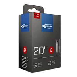 Schwalbe SV7C Extra Light Bicycle Inner Tube 40/60-406 EK 40 mm, Black, 20 x 1.75-2.35 Inches SV40 mm