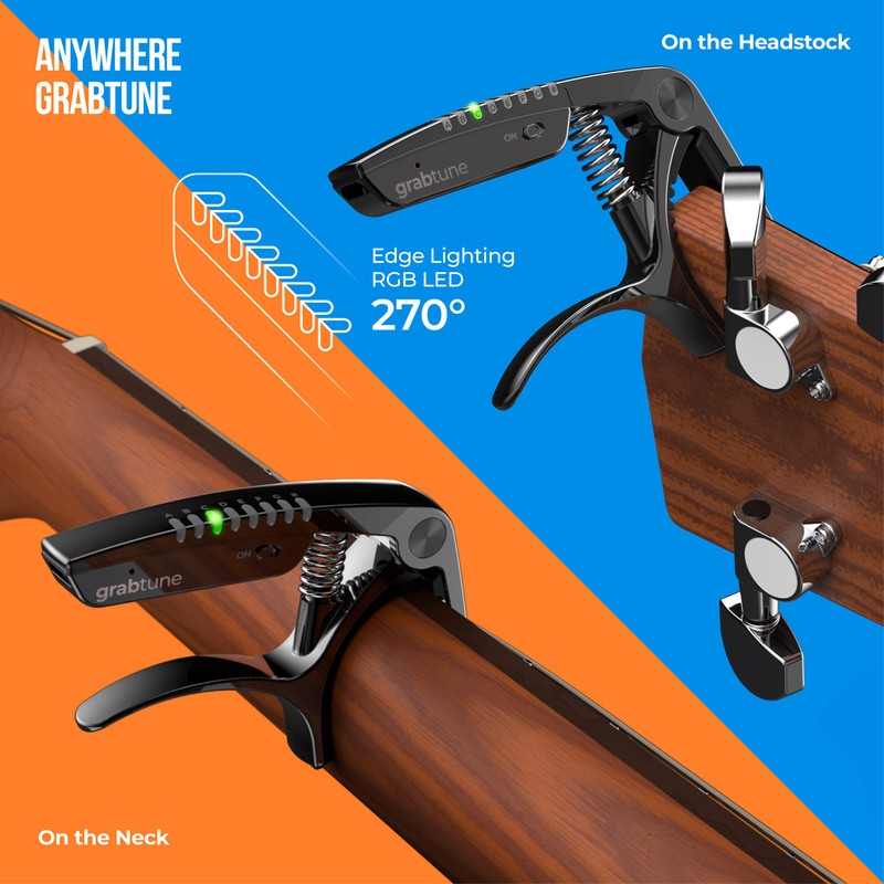 Grabtune Acoustic Guitar Capo-Tuner | 2 In 1 Equipment |