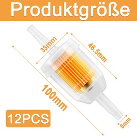AHEJIOO Pack of 12 Petrol Filter 6 mm, Petrol Filter Moped, Petrol Filter Motorcycle, Reusable with Transparent Design, for Lawnmowers, Car, Motorcycle, Scooter, Moped, Diesel Moped