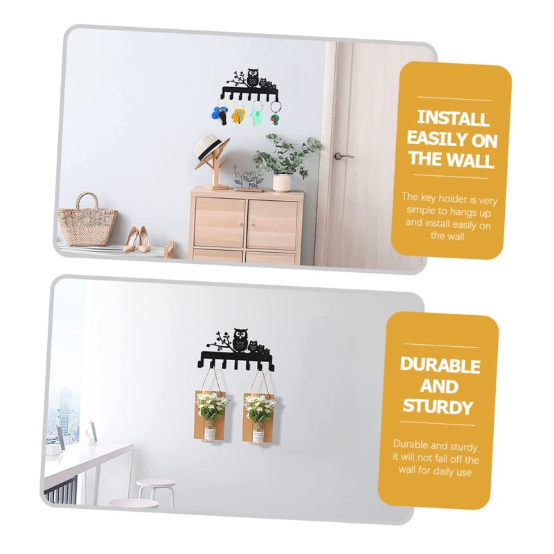 Ciieeo Owl Design Coat Hooks Decorative Wall Mounted Coat Rack