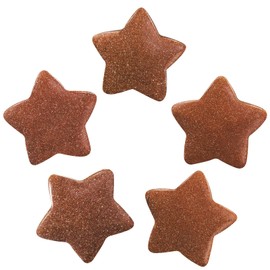 Nupuyai 5pcs Gold Sand Stone Carved Crystal Star Statue Pocket Worry Stone Set, Energy Healing Stone Figurine for Home Office Decor