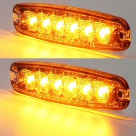 ETUKER 2 x 6 LEDs Front Flasher Orange 12/24 V Strobe Camera Rear Warning System for Truck Tractor