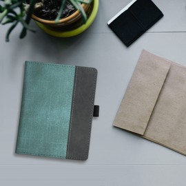 kwmobile Flip Case Compatible with Kobo Aura Edition 2 - Hand Strap - Cover Mint Green Dark Grey