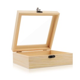 Wooden Box,Extral Large Unfinished Pine Wood Boxes Wooden Storage Box,Rectangle Unfinished Pine Wood Box Natural Wooden with Hinged Lid and Front Clasp for DIY Craft Art, Hobbies (7 x 7 x 2.8 In)