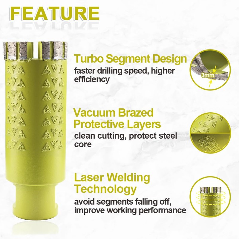 Diamond Core Drill Bit 1-3/8"(35mm) SANLEETEK Diamond Laser Welded Hole