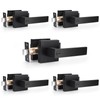 Probrico Heavy Duty Flat Black Square Privacy Interior Door Levers