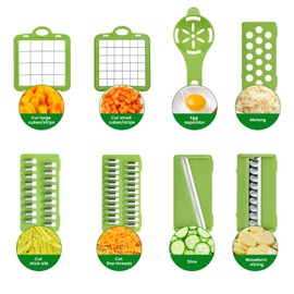 Lnopever 14 In 1 Gemüseschneider Mandoline Gemüsehobel,Obstschneider, Gemüseschneider, Zwiebelschneider, Zerkleinerer, Gemüsehobel, Reibe für Gemüse und Käse,Julienneschneider,Schwarz