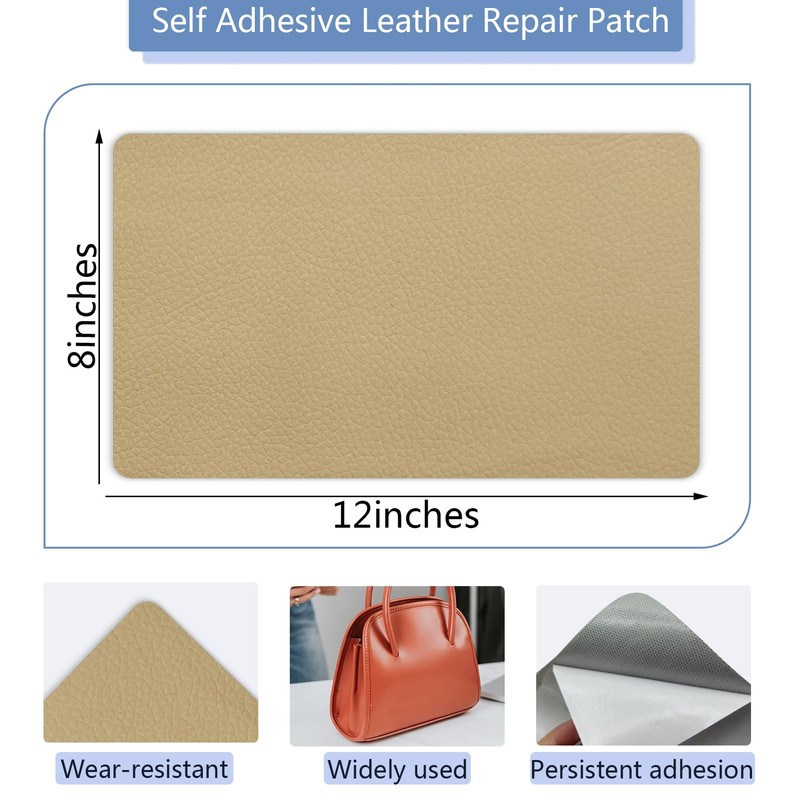 Self Adhesive Leather Repair Patch, Khaki Vinyl Repair Patch Kit