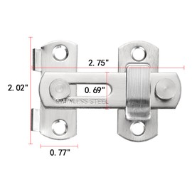 INIRET 2 Packs Barn Door Latches，2.75” x 2.02” Brushed Nickel Stainless Steel barn gate flip Door Latch Bi-fold Door Lock,Sliding Door Antique Lock Gate Latches Wine Cabinet Closet Door Latches