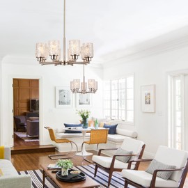 ALICE HOUSE 24" Dining Room Chandeliers, 8-Light Brushed Nickel Contemporary Light Fixture for Entryway, Bedroom and Living Room, ETL Listed, AL9082-H8