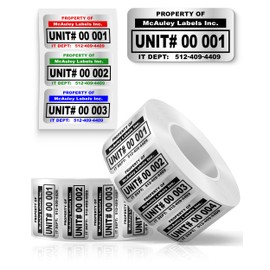 McAuley Labels Asset Tags for Equipment - Custom Inventory Stickers - Permanent Acrylic Adhesive, Metalized Silver Polyester - ID Label - 1.5x0.75 Inches