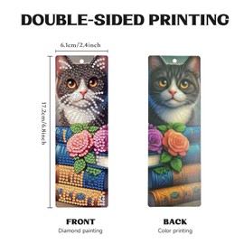 4pcs Cat Diamond Painting Bookmark Kits DIY Diamond Art Bookmarks with Crystal Pendant for Adults Book Lover