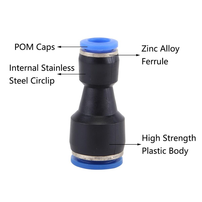4Pcs Pneumatic Push to Connect Fittings, 12mm to 10mm Straight